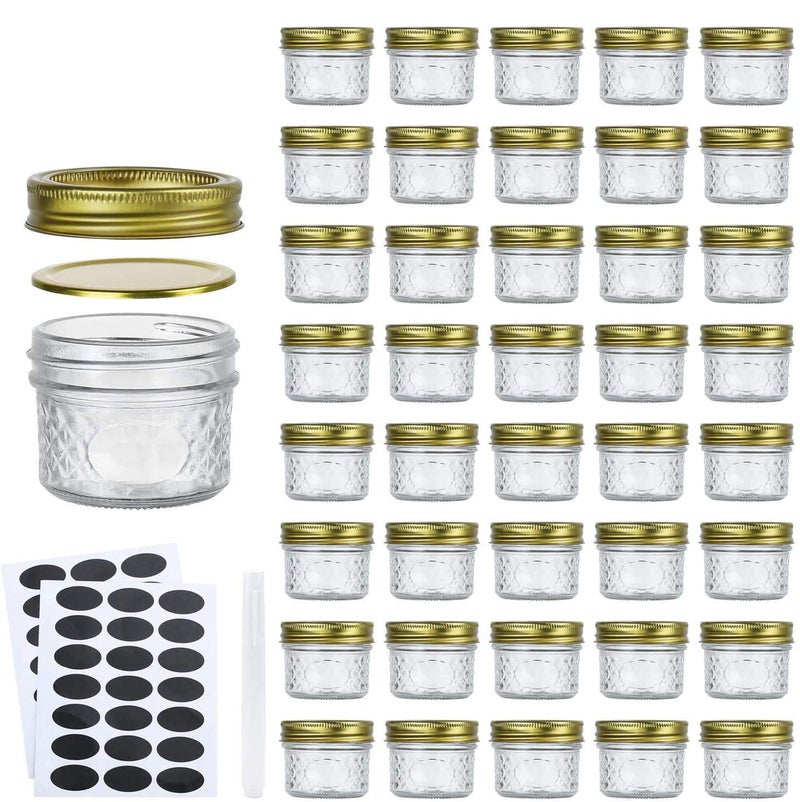 Encheng 4 oz Glass Jars With Lids And Bands,Small Canning Jars For Caviar,Herb,Jelly,Jams,Mini Wide Mouth Mason Jars For Kitchen Storage Preserving Food And Party Favors 40 Pack - Image 1